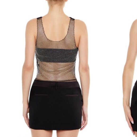 Sheer Rhinestone Netted Tank Top - Picture 2 of 6